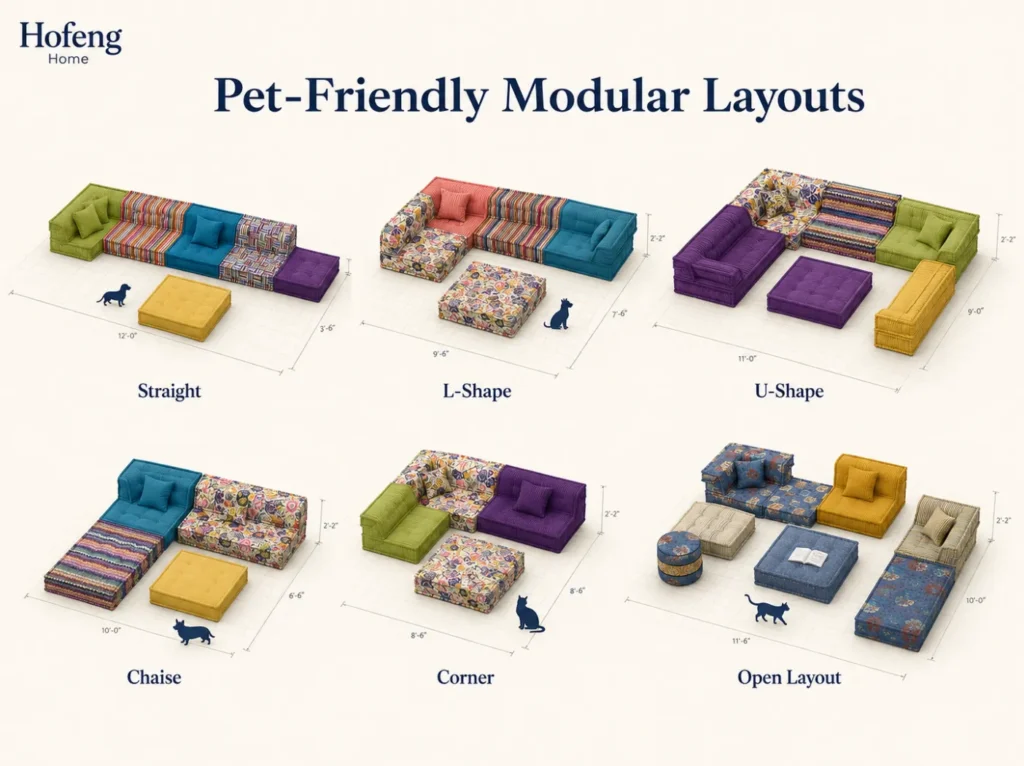 Pet Friendly Couches: A Practical Guide for Dog & Cat Owners Pet friendly modular sofa layouts for different living rooms and pet households