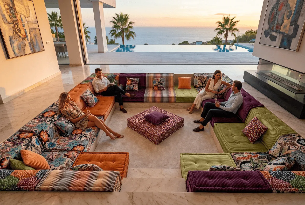 Luxury low profile modular conversation pit seating