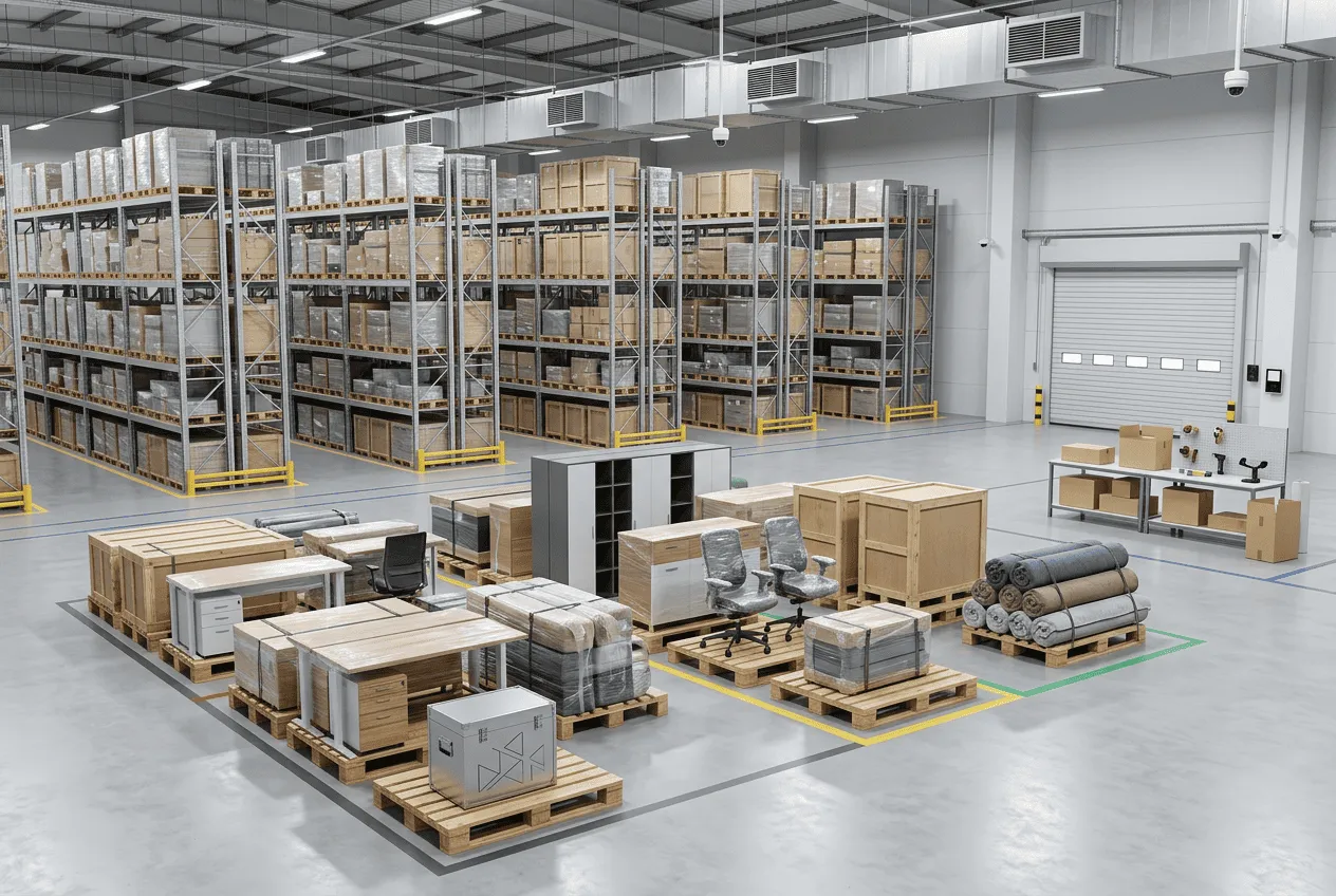 Secure climate controlled staging and logistics yard warehouse