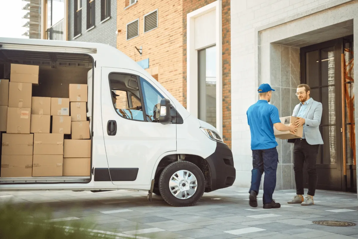 White-glove delivery and layout setup service on site